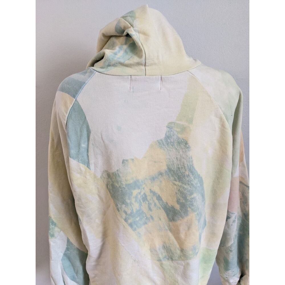 Baja East Size 1 Tie Dye Hoodie Pullover Green Yellow 100% Cotton Long Sleeves - Picture 8 of 10